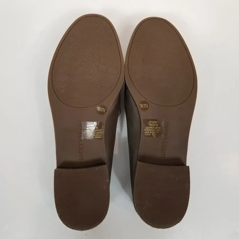 Lucky Brand Cahill Leather Loafers Flats Taupe Size 7
